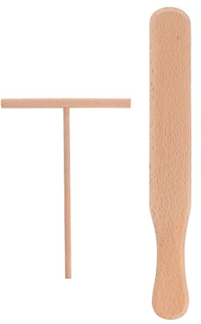 1pc Crepe Spreader and 1pc Spatula Set Crepe Tools Spreaders Spatula Fit Crepe Pan Maker Natural Wood Pancake Cooking Utensils Supplies