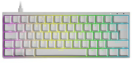 Durgod Venus 62 Mechanische Gaming-Tastatur - 60% Layout ISO UK Großbritannien - Aluminiumgehäuse - Double Shot PBT - RGB (Gateron Silent Brown, Weiß)