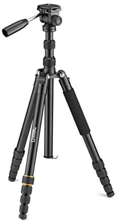 National Geographic Travel Kit Treppiede Video con Monopiede, Alluminio, Gambe 5 Sezioni, Twist Lock, Borsa Trasporto, Carico Max 6 kg, Testa a Sfera, Sblocco Rapido, Canon, Nikon, Sony, NGTRV005T