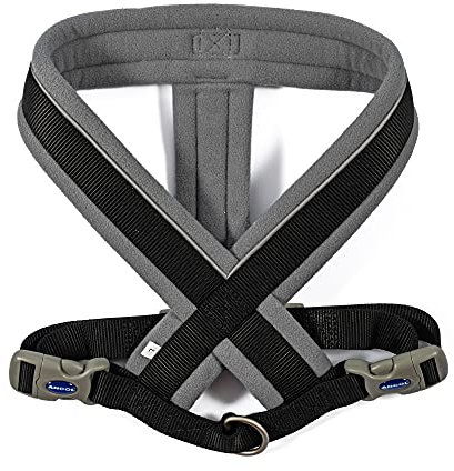 Ancol Viva Gepolstertes Hundegeschirr, Mikrofleece, reflektierend, verstellbar, wetterfest, Polygewebe, Haustier-Trainingszubehör, Größe XL 70–98 cm, Schwarz