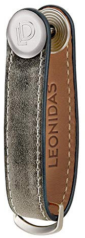 Leonidas Premium Leder Herren Schlüsselhalter Smart Key Organizer Luxus Schlüssel Etui Holder Schlüsselanhänger Schlüsselbund Ring Fächer Schlüsseltasche Halter Schlüsselkette Accessoire (anthrazit)