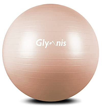 Glymnis Palla Fitness Palla da Ginnastica 55cm/65cm/75cm Anti-Scoppio Carico Massimo di 300kg, Palla Yoga Anitiscivolo con Pompa Rapida per Pilates Allenamento Yoga e Fitness Oro Rosa 55cm
