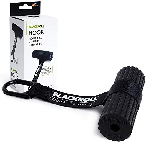 BLACKROLL® Hook Türanker, praktisches Zubehör für Fitnessbänder, vielseitig einsetzbarer Türanker für Fitnessband, ideal für zu Hause & Urlaub, mit MINI Flow Faszienrolle, Made in Germany, Schwarz
