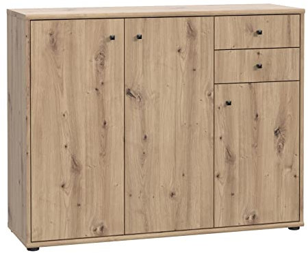 FORTE TEMPRA 2 Kommode mit 3 Türen und 2 Schubladen, Holzwerkstoff, Artisan Eiche Dekor, (B x H x T) 108,8 x 85,5 x 34,8 cm