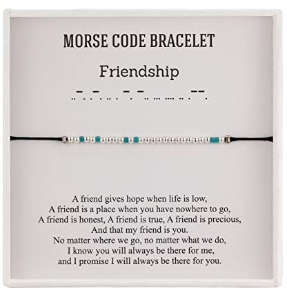 Friendship Gifts for Women,Friendship Sterling Silver Morse Code Bracelet, Thank You Gift,Birthday Jewellery Gifts for Women (0607B009)