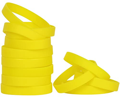 THXIY braccialetti in silicone,50 pezzi Vuoti Braccialetto universale Sportive Braccialetti di gomma giallo