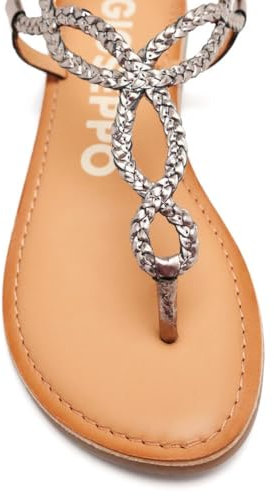 GIOSEPPO Sandales à bretelles tressées blanches pour femme merignas, Plomb, 36 EU