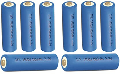 TRANGO 8er Pack 999-AA/8 - Mignon AA 3,2V wiederaufladbare Akku 800mAh - Hochleistung Lithium Batterien speziell für Solarlampen, Lichterketten, Solarleuchte, Alarmanlagen usw.