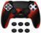 PlayVital Anti-Rutsche Hülle für ps5 Edge Controller,Case Schutzhülle Hülle Skin aus weichem Gummi mit 6 Stück Stick Kappen für PS5 Edge Wireless Controller(3D Noppen Edition,Rot & Schwarz)