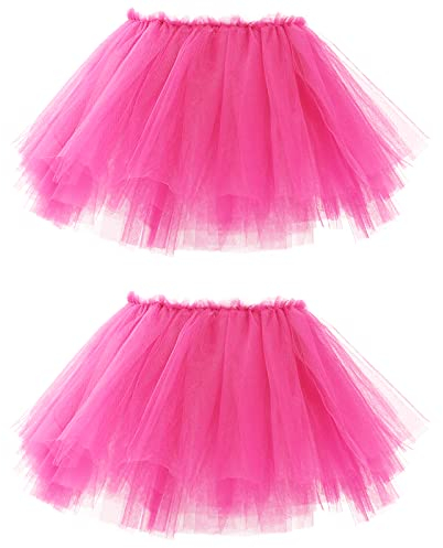 Bezioner 2 PCS Tüllrock Damen,Tütü Rock Damen 5 Lagig Festival Outfit Frauen Party Halloween Kostüme Ballettkleidung Tanzrock Rose