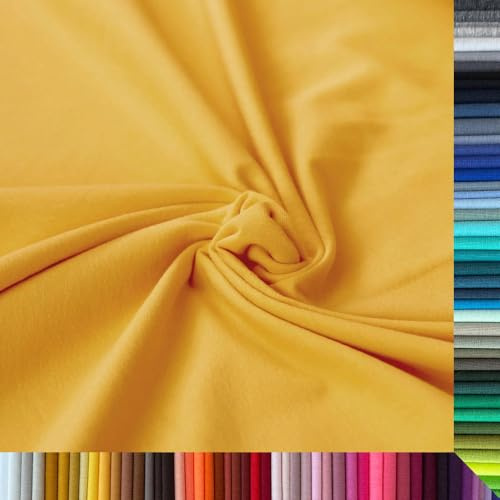 Jersey Stoff Uni - Hochwertiger Baumwolljersey - Meterware, 220g/m², Öko-Tex Standard 100 - Jerseystoffe ab 25 cm Länge Farbe Maisgelb