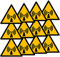 Becral - Autocollant Rayonnement non ionisant/Panneau Triangle W005 homologué, ASR A1.3, DIN EN ISO 7010 Polyester Jaune Noir (70 mm - 12 pièces)