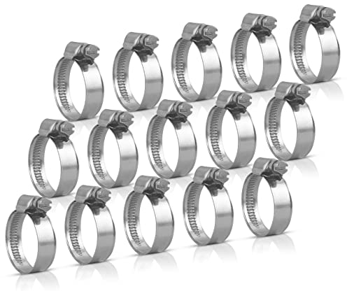 Schlauchschellen Edelstahl 10-16 MM | 9 MM Band | [Extra Stark] 15 Stk in Qualität W4 – Für Garten, Waschmaschine, Pool, KFZ - Schlauchklemmen, Schlauchschellen Set, Schellen, Klemmschelle
