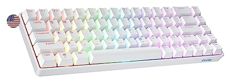 Geeky GK65 65% | Hot Swappable Mechanische Gaming-Tastatur | 68 Tasten Multi Color RGB LED Hintergrundbeleuchtung für PC/Mac Gamer| ANSI US Amerikanisches Layout (Weiß, Mechanical Speed Yellow)