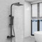 Sky Bathroom Shower Set Thermostatic 38℃ Mixer Shower Thermostatic with 8 inches Overhead Rain Shower and Handheld Square Shower Mixer Shower System Matte Black
