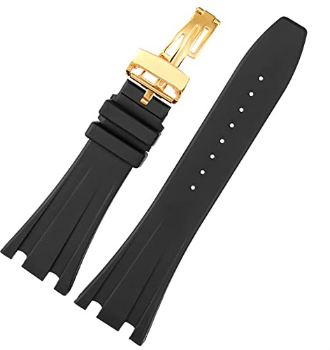 BONOOL Schwarzes Silikon-Gummi-Armband für Audemars für Piguet-Armband, 28 mm, AP-Band, Herrenarmband, Schmetterlingsschnalle