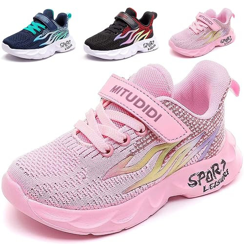 Basket Fille 34 Sneakers Enfants Chaussures de Course S3 Athlétiques Chaussure de Sport Running Walking Shoes Respirant Confortable Compétition Entraînement Mode Shoes Rosa Été Outdoor Pink 6888