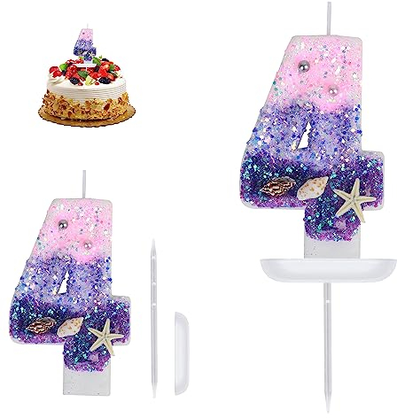 Geburtstagskerzen Zahlen 4, Kerzen Geburtstag, Meerjungfrau Geburtstag Deko, Geburtstagskerzen Kinder für Torte, Tortendeko Geburtstag, Kuchendeko Geburtstag, Geburtstagsdeko für Geburtstagsfeier
