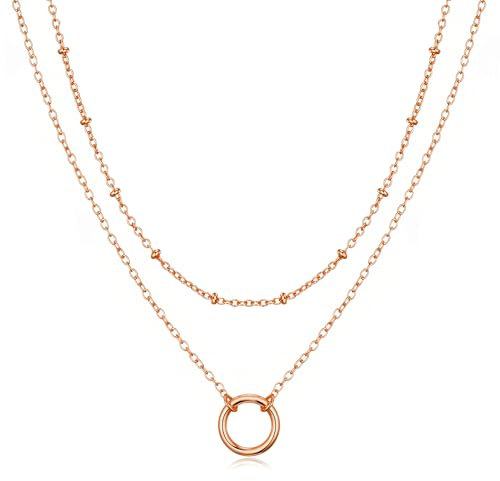 Philip Jones Rose Gold Plated Double Layered Circle Necklace