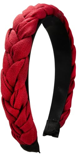 Alpenflüstern Trachten-Flecht-Haarreif Leinen-Optik - Damen Haarschmuck rutschfest, Haarband geflochten fürs Dirndl (rot) ADV141