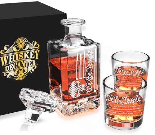 FURSARCAR Men Gifts Ideas for Birthday, Bullet-Skull Whiskey Decanter Set with 2 Glasses, Unique Cool Mens Fathers Birthday Gift from Daughter Son, Xmas Retirement Present Decanter Sets for Man