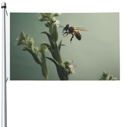 Flaggen, 90 x 152 cm, doppelseitige Flagge für den Außenbereich, mit Messingösen, Bienen-Fliegen zur Pflanze, Willkommensflaggen für Jahrestag, Hochzeit, saisonale Feiertage, Außendekor-Flaggen