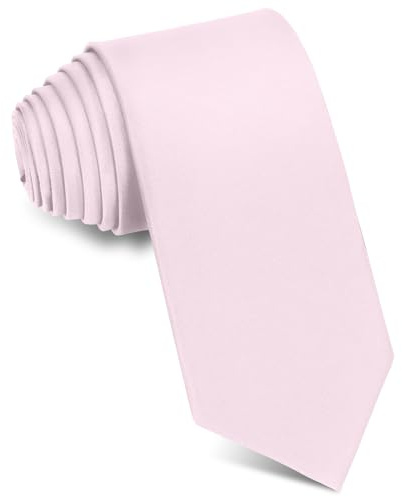 JUNMEISI Cravates pour hommes - Couleur unie - 8 cm - Noir, rose clair, Medium