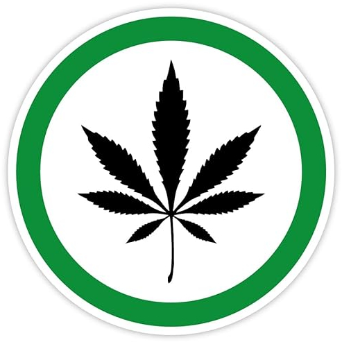 Aufkleber Hinweis „Cannabis/Hanf erlaubt“ Sticker Folie selbstklebend, grün/sw | Ø5-30cm Made in Germany, Größen Name: Ø10 cm