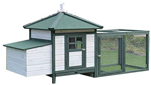 WYRMB Hühnerställe, robuster Meerschweinchenstall, Haustierhaus, geschlossenes Dach, Hasenstall, Haus, Kaninchenkäfig, Heimtierbedarf, Geflügelpflege (grün, 196 x 76,5 x 98 cm)