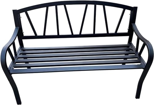 CAFIEDR Terrassenbank, Parkbank, Gesprächscouch für den Außenbereich, Terrassenbänke Park G. Die Terrassenbänke, 2-Sitzer-Sitzbank aus Eisen für den Außenbereich mit Armlehnen