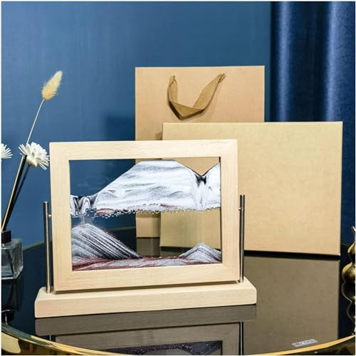 UNbit Ornement de bureau d'art de sable en mouvement, ornement de peinture de sables mouvants 8'' Art de sable, sablier, art de sable en mouvement, mouvement liquide d'art de sable, sablier tridimensi