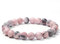 Landorilo Handmade Echte Naturstein Perlen Heilsteine Armband Damen Herren, 8MM Runde Edelsteine Yoga Armbänder, Glücksarmband, Kreative Schmuck Geschenke(Rosa Zebra Jaspis)