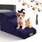 Masthome Hundetreppe 3 Stufen, Hunderampe 40cm Hoch für Bett und Sofa, Breite Leiter für Haustiere aus Hochdichtem Schaumstoff,Hunderampe für Kleine Hunde,Alte Katzen,Blau,Hergeben 1 Fusselrollen