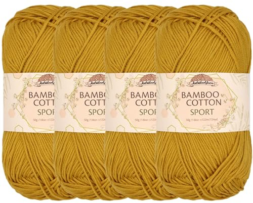JubileeYarn Bamboo Cotton Sport Yarn - 50g/Skein - Goldenrod - 4 Skeins