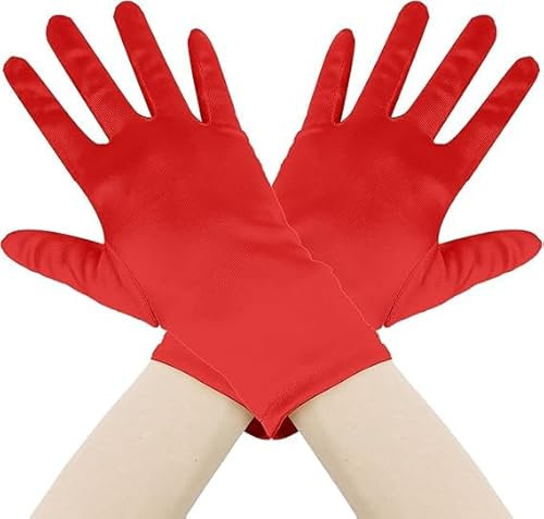 IHLOOTD Rote Handschuhe Halloween Red Gloves Glänzende Teufel Rot Handschuhe Rote Halloween Gloves für 1920s Style Cosplay, Karneval Kostüm, Opera Look
