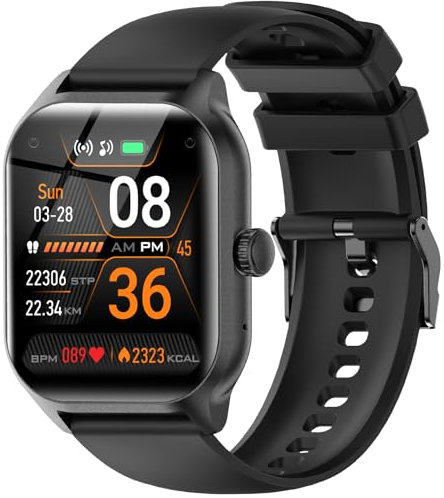 LAOYABB Smartwatch für Herren Damen, 2,01 Voll Touch Smart Watch mit Anrufe, Sportmodi Fitnessuhr mit Herzfrequenzmonitor Schlafmonitor Schrittzähler, IP68 wasserdichte Sportuhr für iOS Android