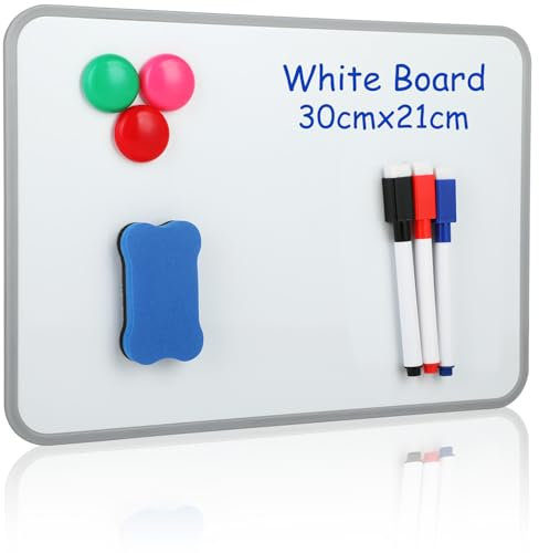 Magnetisches Whiteboard - Abwischbar für Schreibtisch - Set mit Whiteboard-Stift - Radiergummi und Magneten, ideal für Unterricht