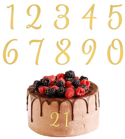 10 Stück 0-9 Ziffern Tortenaufleger Zahlen Deko Torte 5 CM Goldene Acryl Kuchen Zahlen Topper DIY Tortenaufsatz Kuchen Topper mit 0-9 Zahlen Spiegel Gold Picks für Geburtstag Party Jubiläum Hochzeit