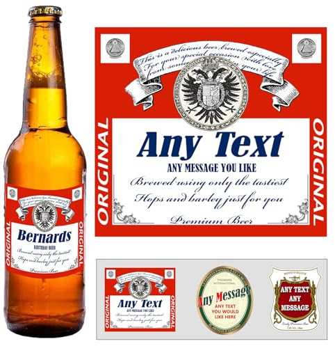Party People Personalised Beer Labels - 4 Bottle Labels with Any Name & Message on self adhesive gloss labels ready to cut out (Type 2)