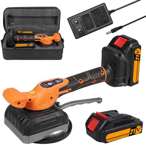 Machine de nivellement pour carrelage sans fil 21 V 130 mm ventouse 0-13500 tr/min avec 2 piles, 5 vitesses réglables, haute capacité de charge, ventouse agrandie avec niveau à bulle