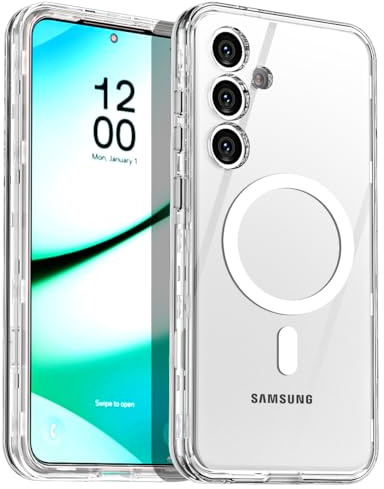 AICase für Samsung Galaxy S25 Plus–Klarer,MagSafe-kompatibler Case mit Militärgrad-Schutz |DREI-Lagen-Aufbau|Sturz- und Staubschutz|Robuste,Langlebige Vollkörper-Behälterung Heavy Duty 2025