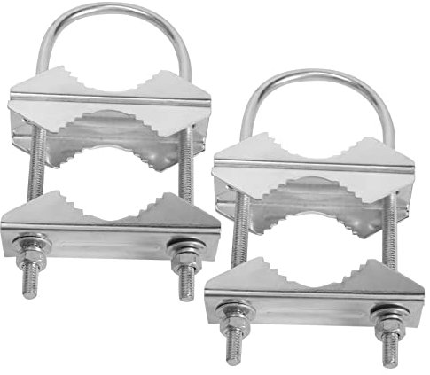 Jrifedptry Abrazadera de mástil de doble antena, soporte de mandíbula en V, pernos en U, accesorios de montaje de tubería, 2 juegos para antena WiFi, antena de TV