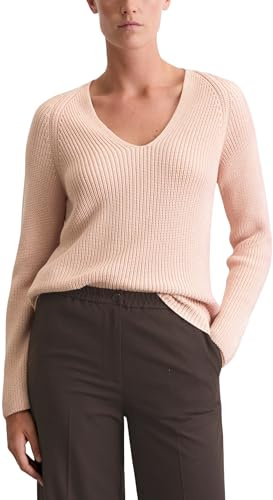 Marc OߴPolo Damen Strickpullover mit V-Ausschnitt Relaxed Fit, Rosa (Pastel Rose), M