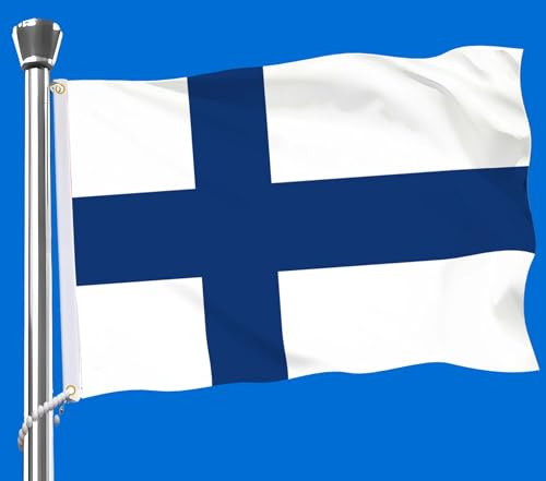 Finland Finnland Flagge, große 3x5 FT Finnische Flagge, 36x60 Zoll große digitale doppelt gedruckte langlebige 75D dicke Polyester Dekorationen mit 2 Messing Grommet