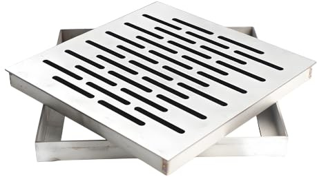 ZAMETTER Cubierta de boca invisible de acero inoxidable, rejilla de agua de lluvia, cubierta de zanja, cuadrada, antideslizante, drenaje de suelo de jardín (200 x 200 x 20 mm)