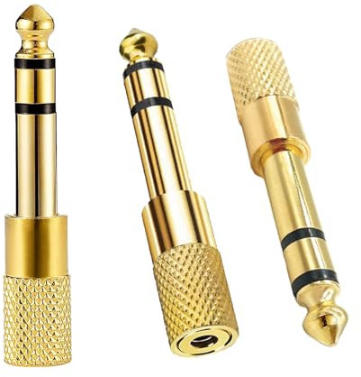 LIANRISES 3 Pièces Adaptateur Jack 6.35 3.5 mm Casque, Cable Jack 6.35 vers 3.5 pour Piano électronique, Haut-Parleurs, Guitare, écouteurs, Tambours