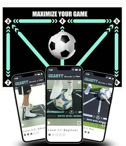 GRANTY Trainingsmatte für Fußball mit App, Fußball, Trainingsmatte, Fußball, Trainingsmatte für Fußball, Trainingsmatte mit App