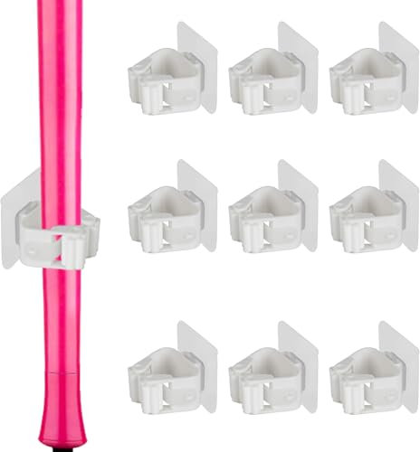QhgPnt 10 Piece Broom Holder Wall Mounted, Broom Holders, Mop Holder Wall Mounted, for Kitchen Bathroom Closet Garden Garage, for Kitchen Bathroom Garden(White)