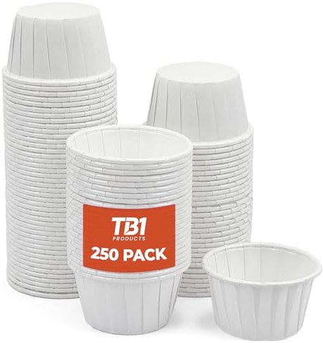 TB1 250x 28ml Wax Paper Medicine Cups – Spill-Resistant Disposable Pots for Medicine, Resin, Sauces, Paint, Jello Shots & Crafts