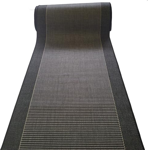 MERTEX Teppichläufer Rom auf Maß Meterware Flurteppich flach gewebt 100 cm breit mit Kettelkante (anthrazit, 100 x 250 cm)